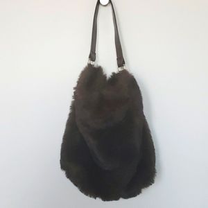 Furry chocolate brown purse